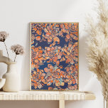 Póster Autumn Botanicals in Earthy Neutrals and Navy<br><div class="desc">A bold botanical design of floral rosettes in a rich autumn color palette of blues and beige.</div>