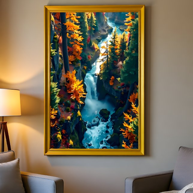 Póster Autumn Canyon Waterfall – Vibrant Fall Forest Land (Subido por el creador)
