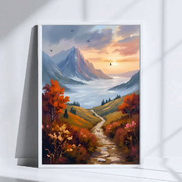Póster Autumn Daydreams | Fall Mountain Landscape Painted
