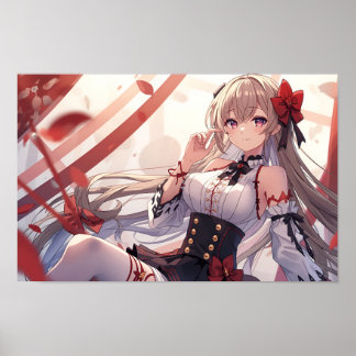 Póster Autumn Elegance in Red and Black