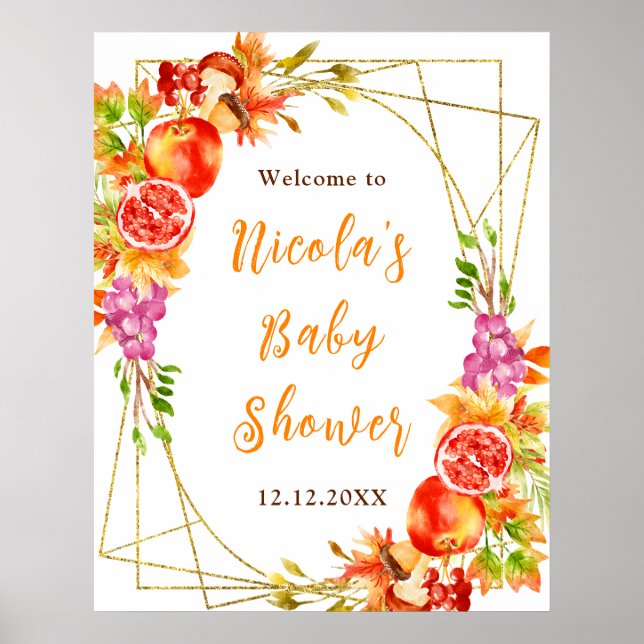 Póster Autumn Fall Harvest Baby Shower Welcome (Frente)