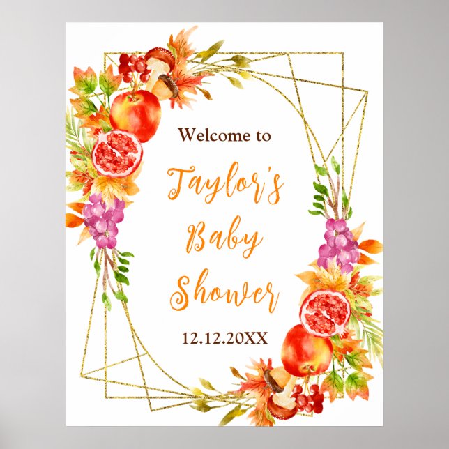 Póster Autumn Fall Harvest Baby Shower Welcome Sign (Frente)
