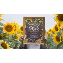 Póster Autumn Fall Wedding Signature Cocktail Bebe Menú