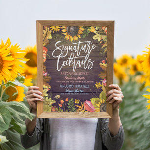 Póster Autumn Fall Wedding Signature Cocktail Bebe Menú