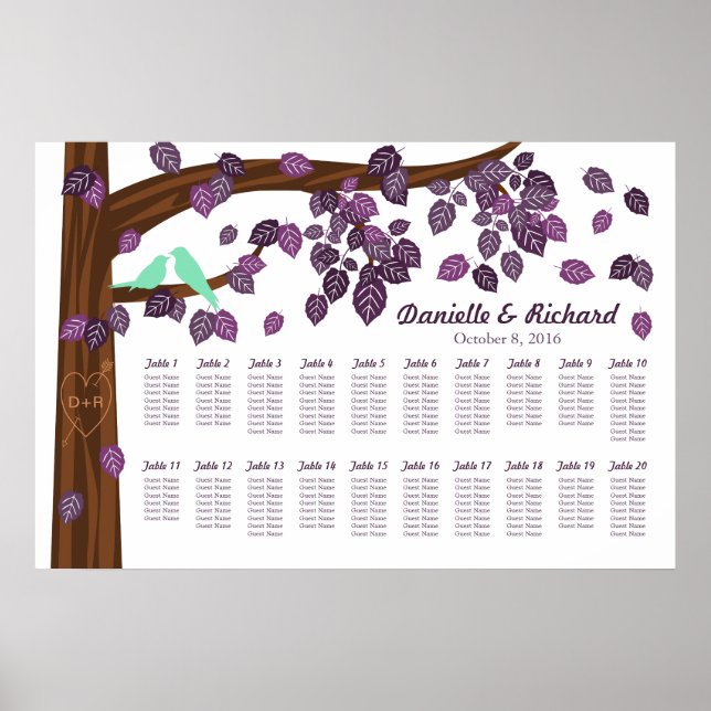 Póster Autumn Falling Leaves Custom Seating Chart (Frente)