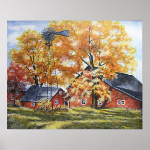 Póster Autumn Farm House