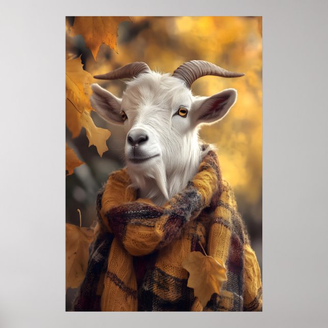 Póster Autumn Goat Art Print, Rustic Fall (Frente)