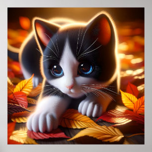 Póster Autumn Kitten Poster