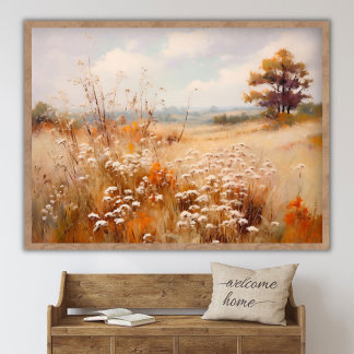 Póster Autumn Landscape Painting, Fall Landscape Digital 