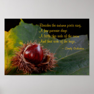 Póster Autumn Leaf With Nut & Emily Dickinson Poem Poster