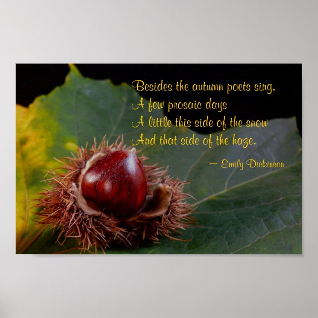 Póster Autumn Leaf With Nut & Emily Dickinson Poem Poster (Frente)
