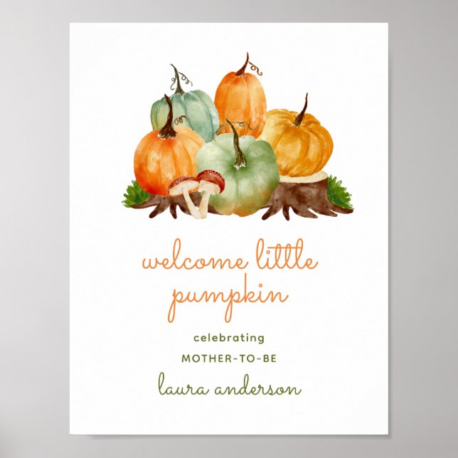 Póster Autumn Pumpkin Baby Shower (Frente)