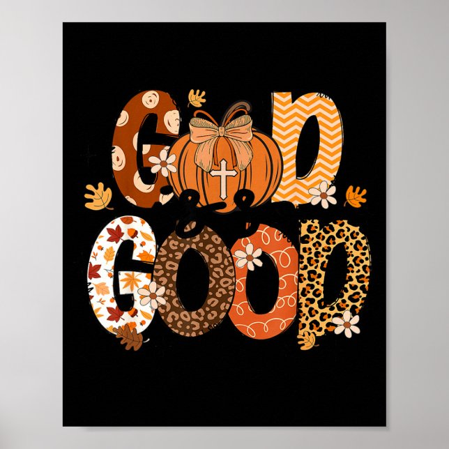 Póster Autumn Pumpkin Christian Thanksgiving Faith God Is (Frente)