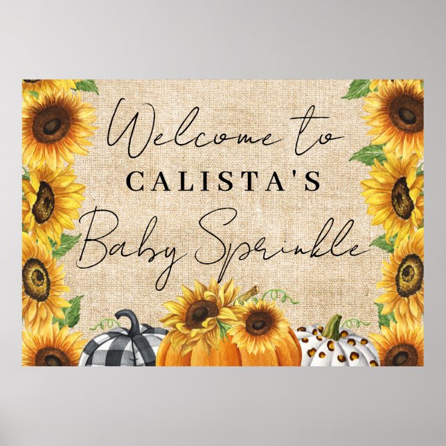 Póster Autumn Pumpkin Sunflower Baby Sprinkle Welcome (Frente)