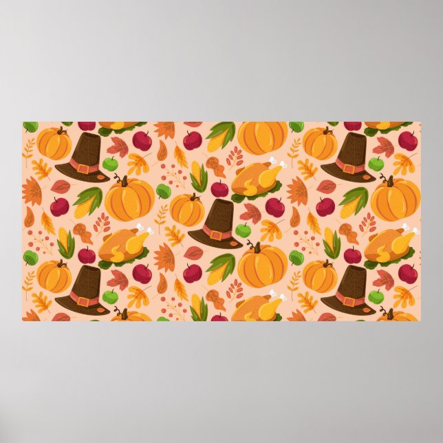 Póster Autumn seamless pattern, cute fall cartoon texture (Frente)