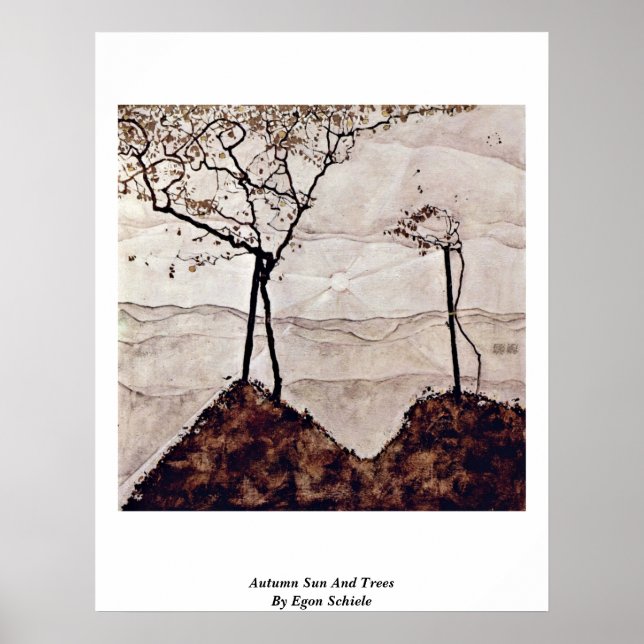 Póster Autumn Sun And Trees By Egon Schiele (Frente)