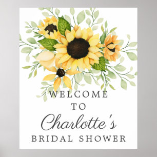 Póster Autumn Sunflower Bridal Shower Welcome Sign