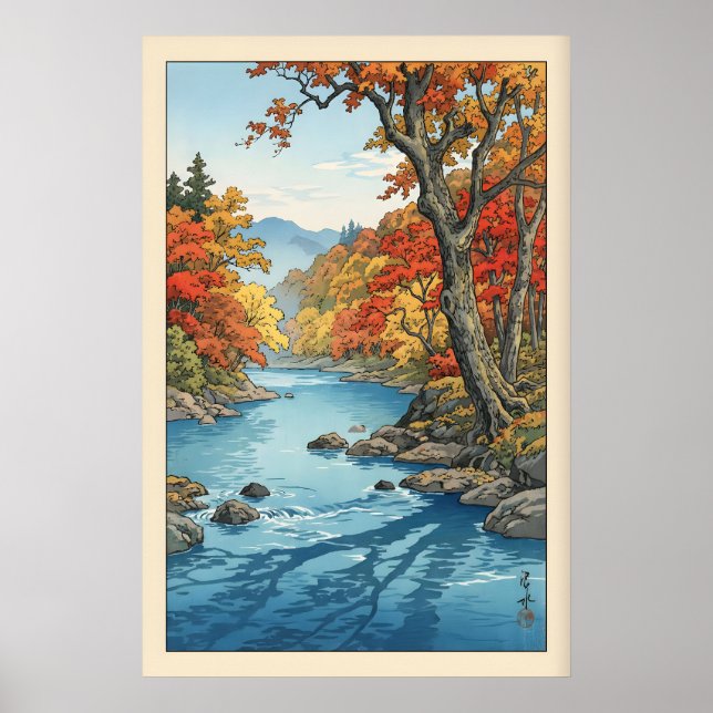 Póster Autumn Wall Art Print River Scene with Fall (Frente)
