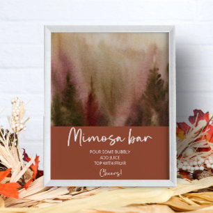 Póster Autumn Watercolor Forest Terracota Mimosa Bar