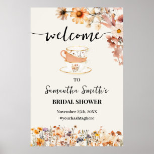 Póster Autumn Wildflower Bienvenida Tea Bridal Shower Pos