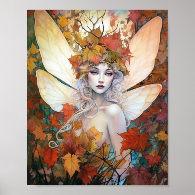 Póster Autumn Woodland Fairy Fantasy Art (Frente)