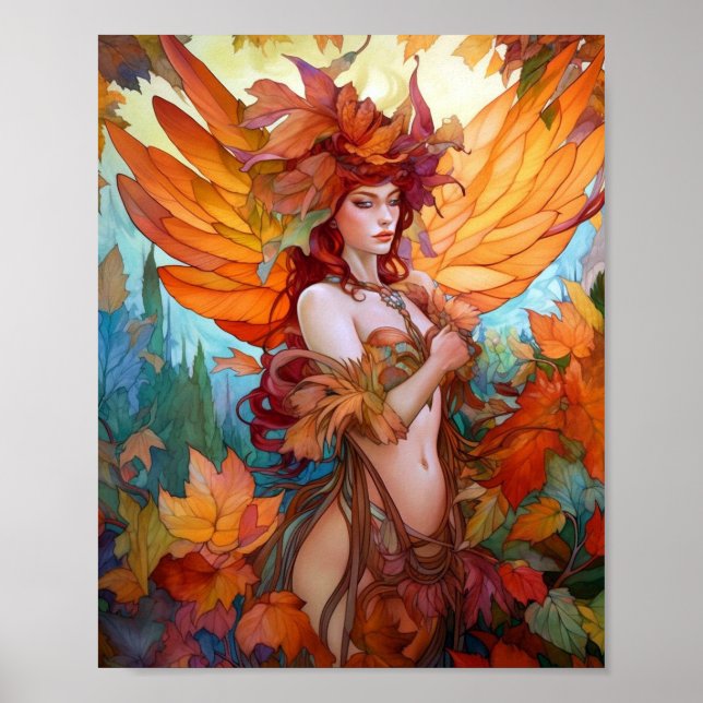 Póster Autumn Woodland Fairy Fantasy Art (Frente)