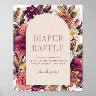 Póster Autumn Wreath Arch Tan Baby Shower Diaper Raffle