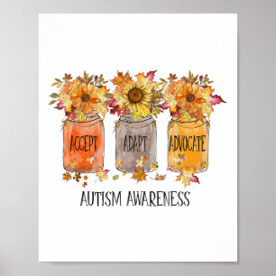 Póster Autumt Autism Awareness Accept Adapt Advocate Flow
