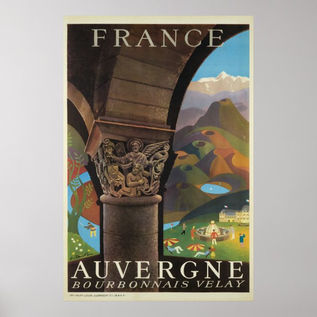 Póster Auvergne, Francia, afiche de viajes (Frente)
