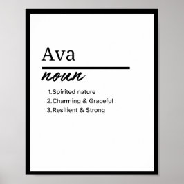 Póster Ava, definición de nombre personalizada del Chica