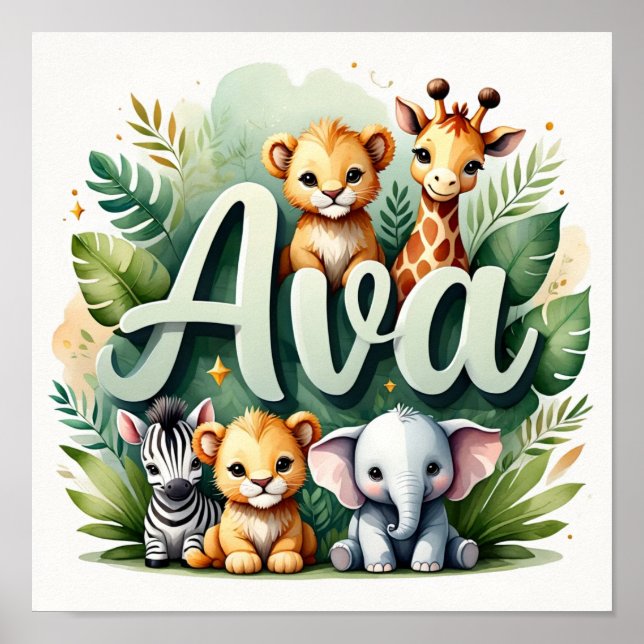 Póster Ava Safari Nursery Wall Art (Frente)