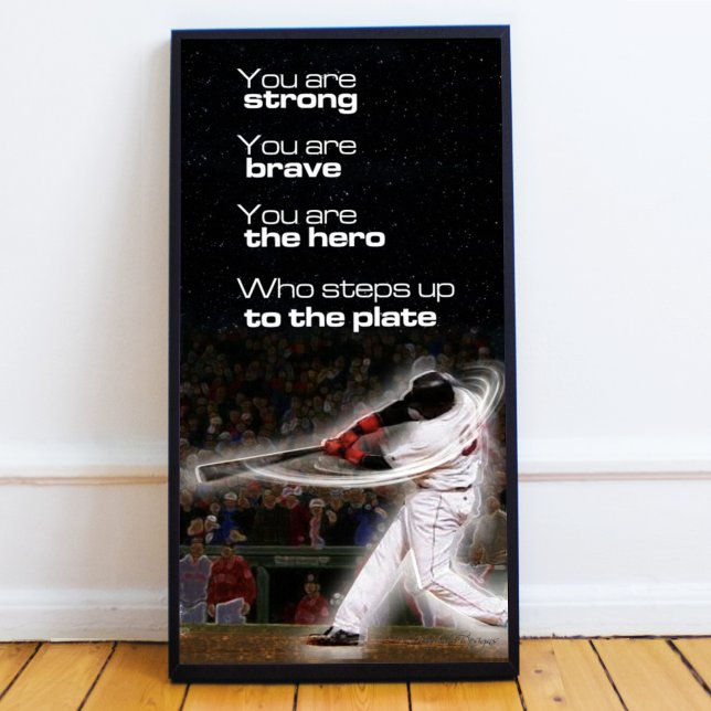 Póster Avanzar hasta el Poster de la placa (Rise up! 🔥 This bold baseball poster reminds you—you’re strong, brave & always ready to step up!)