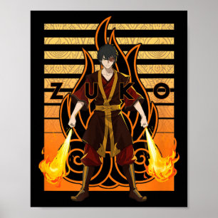 Póster Avatar El Último Maestro del Aire Zuko con Llamas 