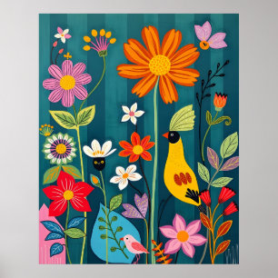 Póster Ave amarilla 2 Flora y fauna singulares