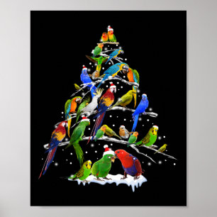 Póster Ave Árbol de Navidad Divertido Aves Amantes X-mas 