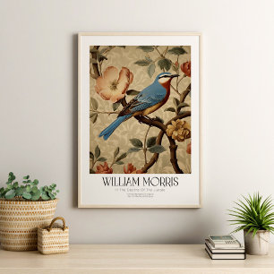 Póster Ave azul virgen William Morris con flores