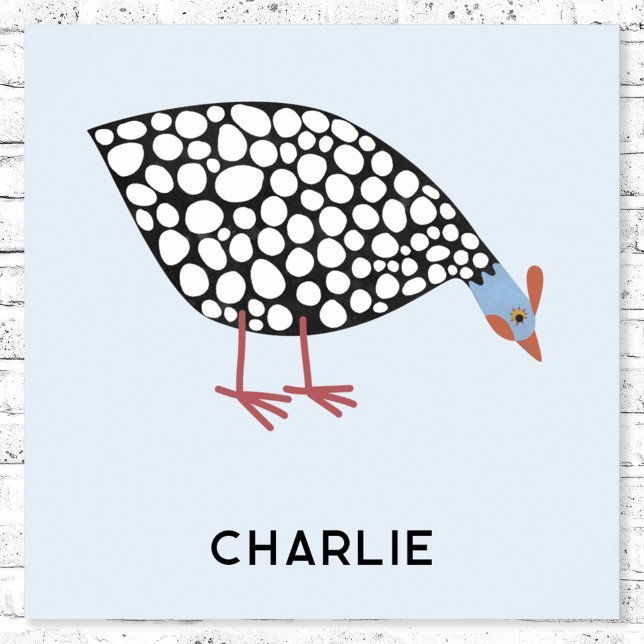 Póster Ave de ave de corral de Guinea personalizada (Guinea Fowl personalized name fun poster)