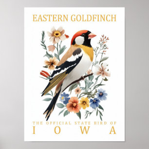 Póster Ave de Goldfinch Oriental de Iowa USA Travel