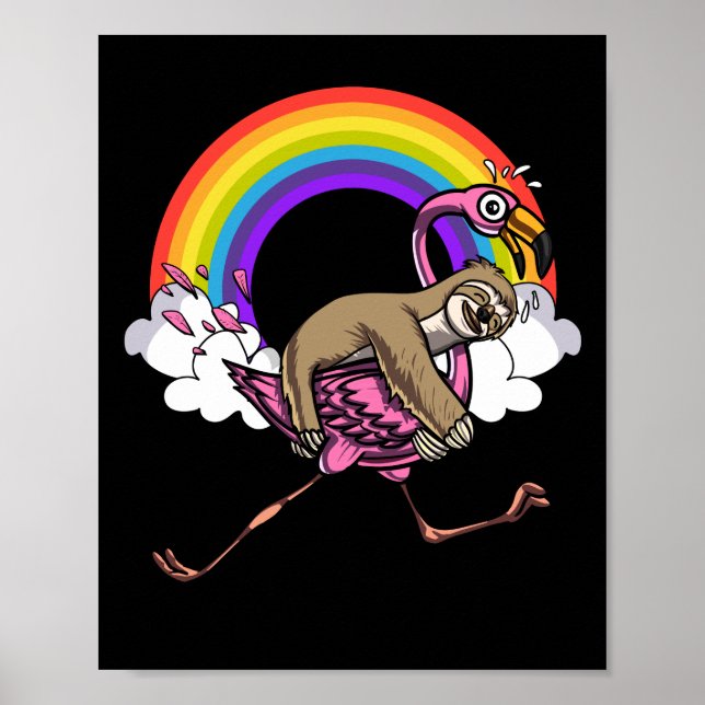 Póster Ave de pájaro flamígero suave arcoiris (Frente)
