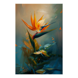 Póster Ave de pintura de aceite de paraíso