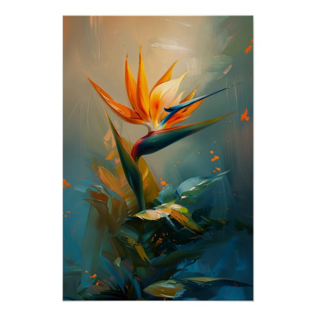 Póster Ave de pintura de aceite de paraíso (Anverso)