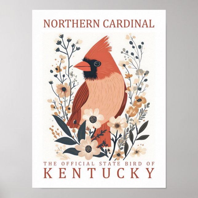 Póster Ave del cardenal norte de Kentucky USA Travel (Frente)