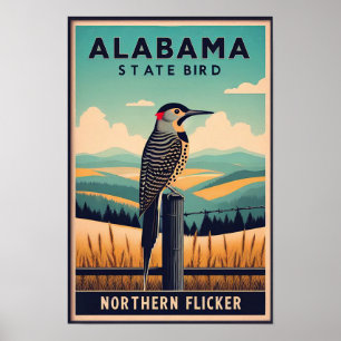 Póster Ave del estado de Alabama - Vintage del parpadeo d