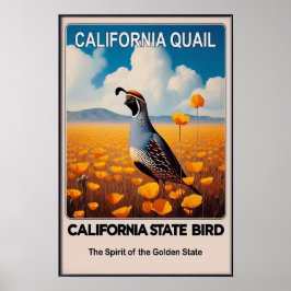 Póster Ave del Estado de California - California Quail Vi
