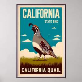Póster Ave del Estado de California - California Quail Vi