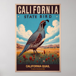 Póster Ave del Estado de California - California Quail Vi