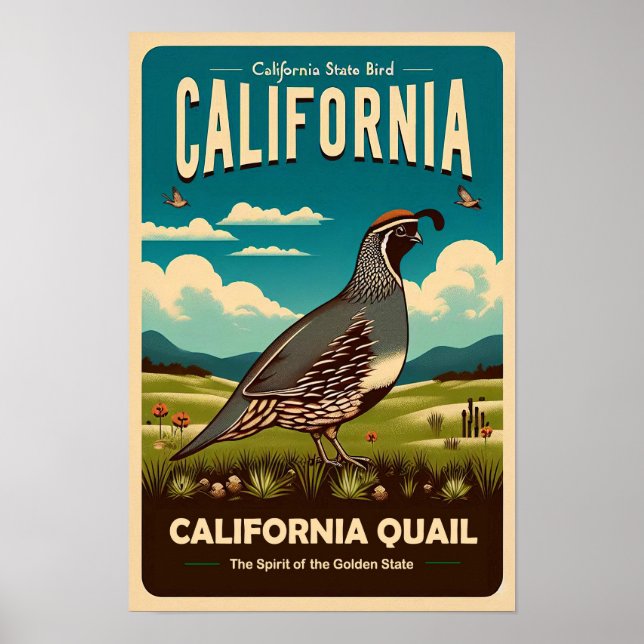 Póster Ave del Estado de California - California Quail Vi (Frente)