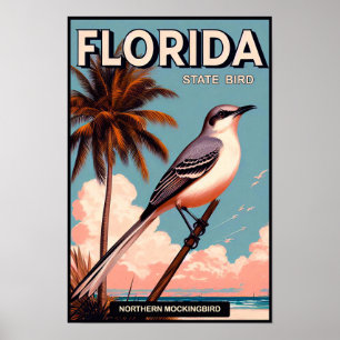 Póster Ave del estado de Florida - Vintage del mirlo del 