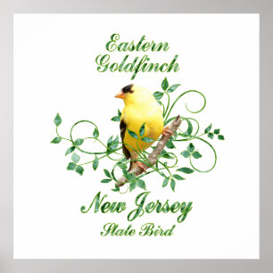 Póster Ave del estado de Goldfinch New Jersey