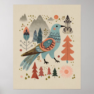 Póster Ave en el bosque - Cuco en el florecimiento del ar